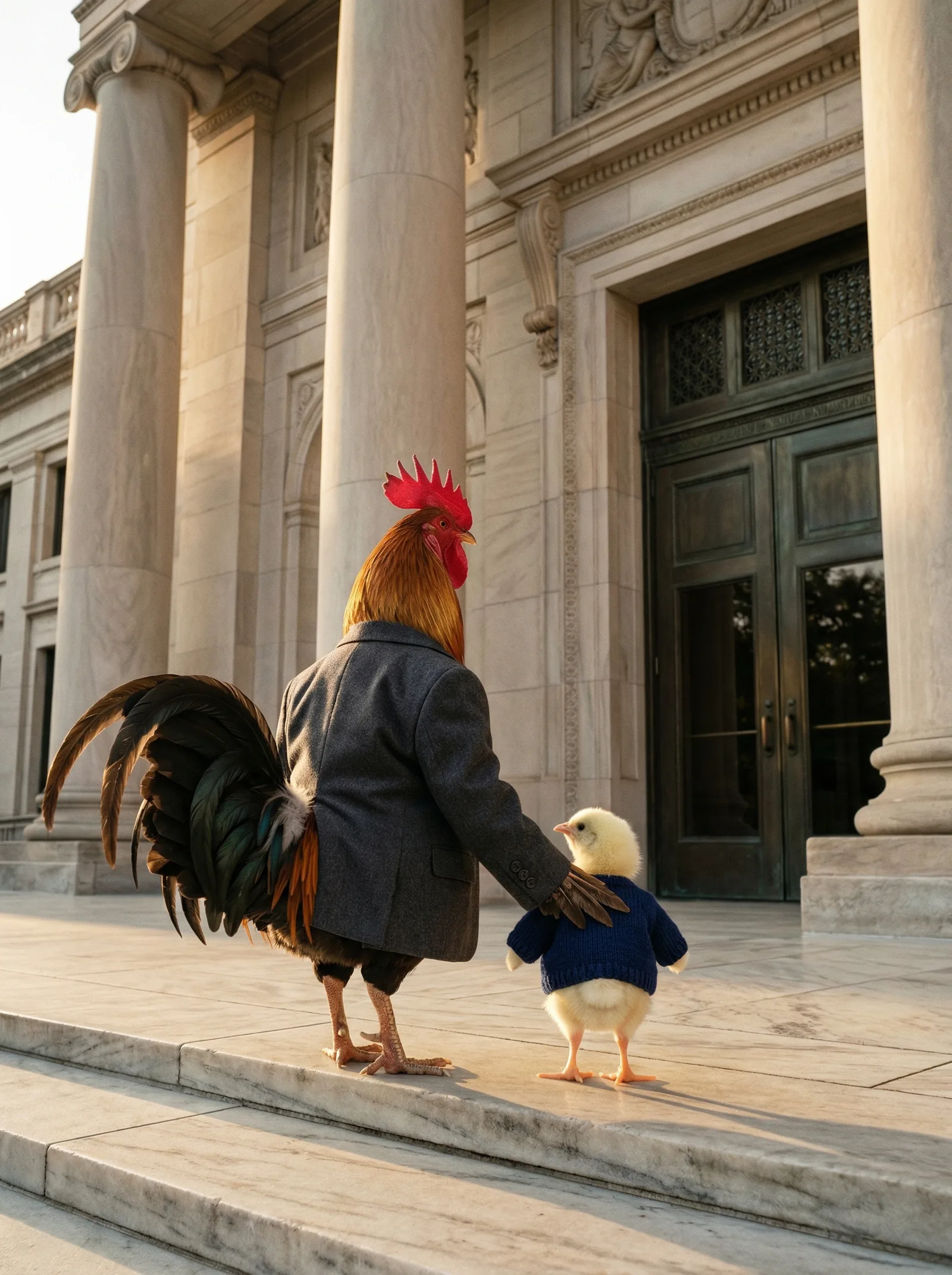 Father and son at the museum threshold