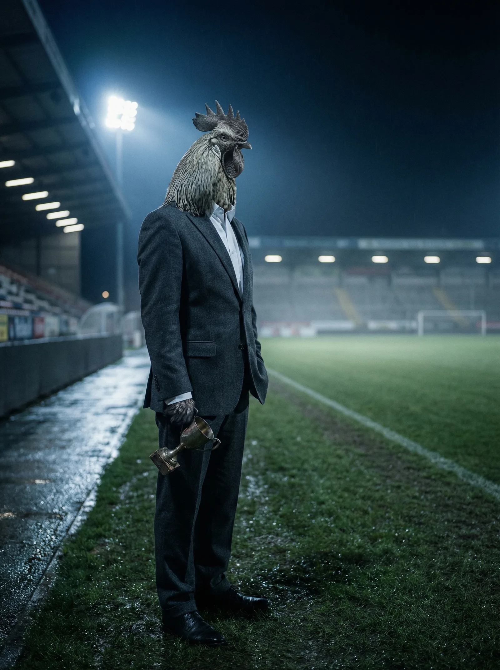 Alone on the pitch after the last spectator has gone, trophy held at his side as an afterthought, the floodlights burning for no one in particular