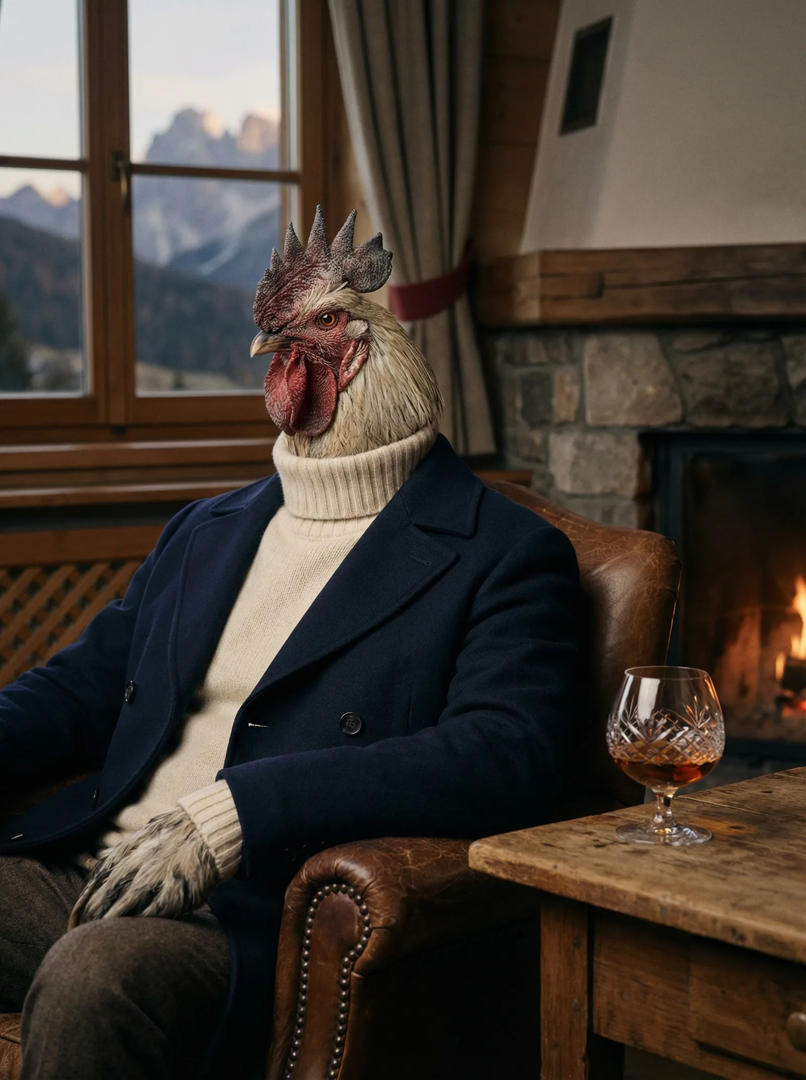 The last man at the lodge, watching the Dolomites darken